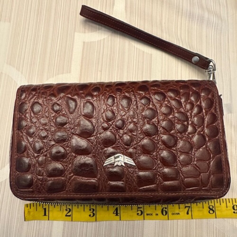 Gently Used Authentic Consuela Brown Leather Wristlet - Expandable